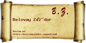 Belovay Zádor névjegykártya